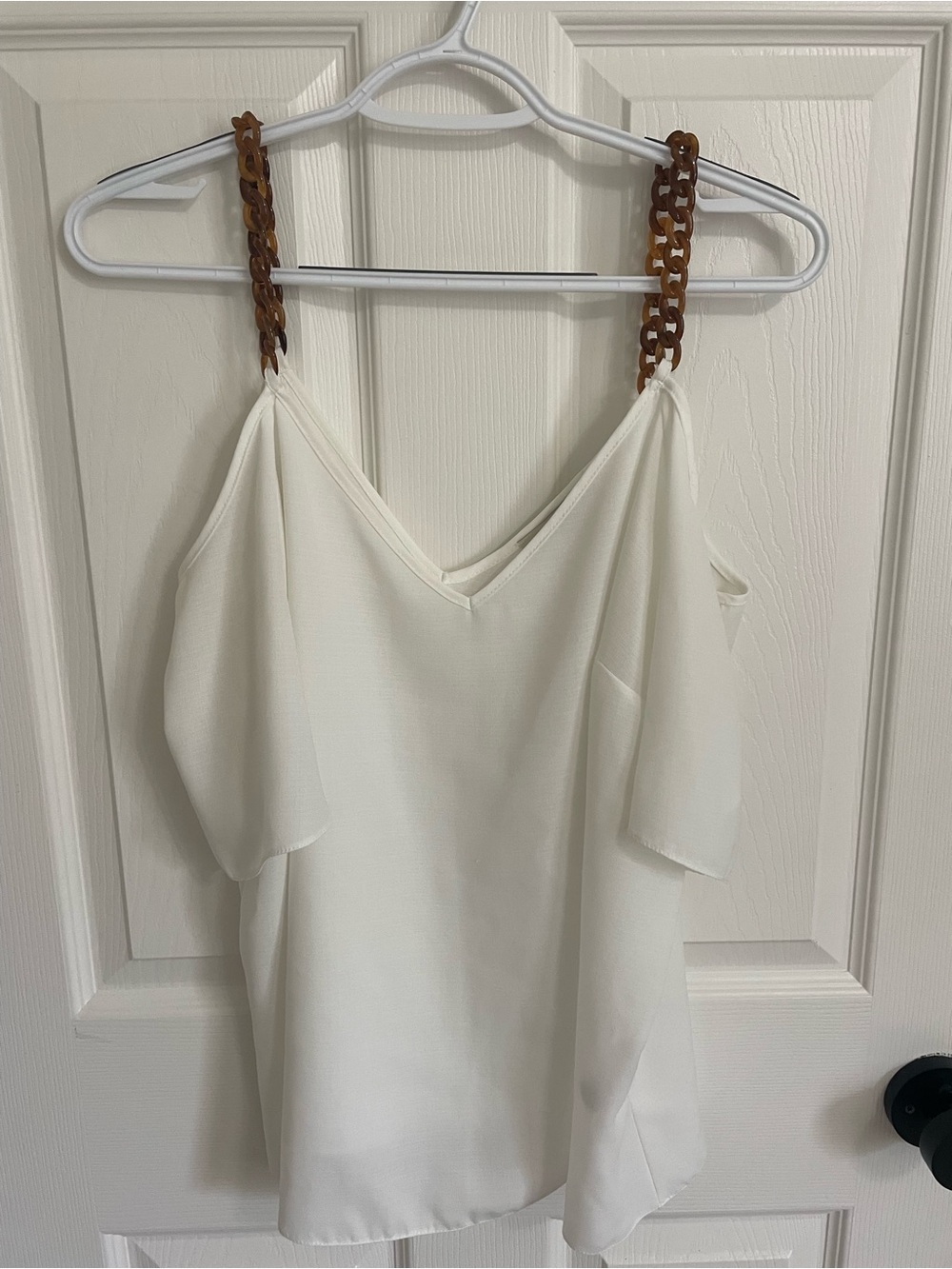 George white Cold-Shoulder Camisole with Tortoiseshell Chain Straps